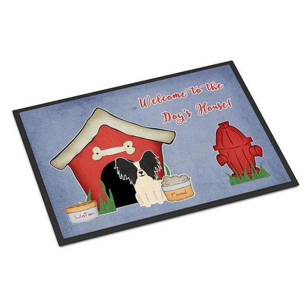 Carolines Treasures BB2830JMAT Dog House Collection Papillon Black White Indoor or Outdoor Mat; 24 x 0.25 x 36 in. BB2830JMAT - main